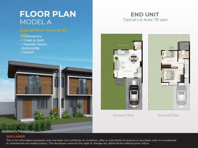 Casa Mira Homes Davao Floor Plan Model A - End Unit