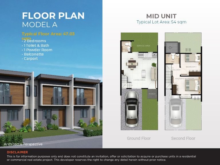 Casa Mira Homes Davao Floor Plan Model A - Mid Unit