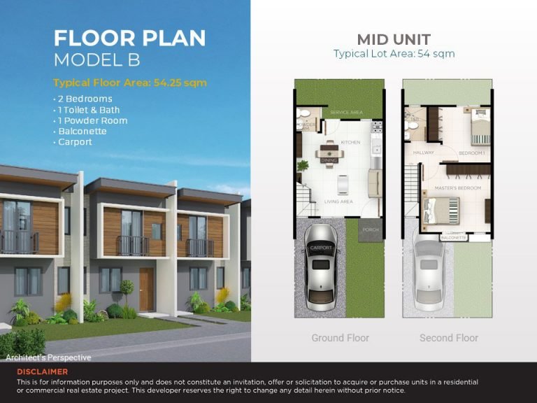 Casa Mira Homes Davao Floor Plan Model B - Mid Unit