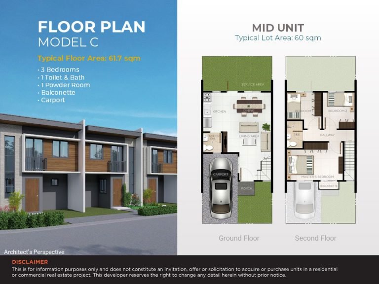 Casa Mira Homes Davao Floor Plan Model C - Mid Unit